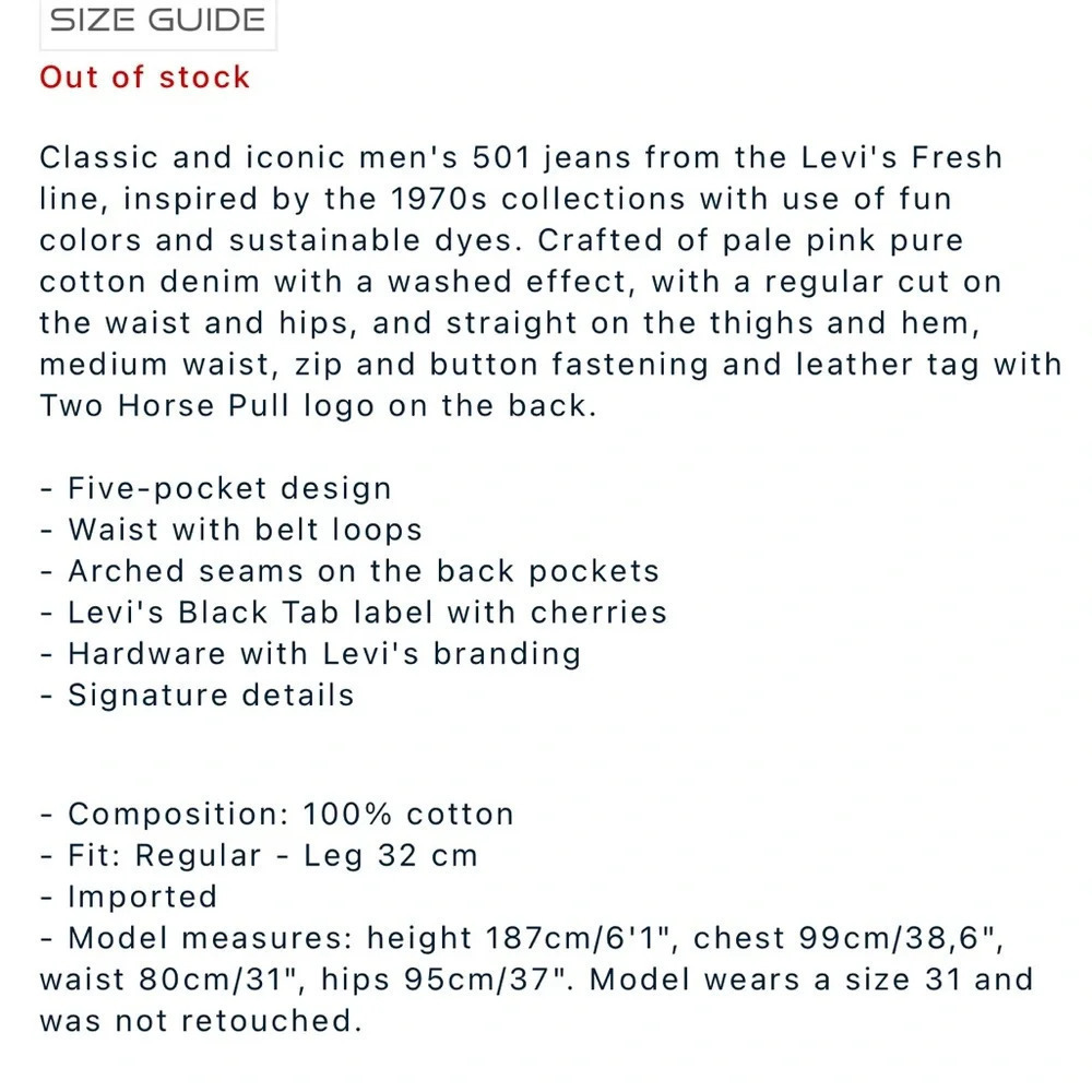 Levis 501 Fresh Adult Jean 27 X 30 Pink Limited Classic Button Fly Cotton Men's. - Picture 14 of 14